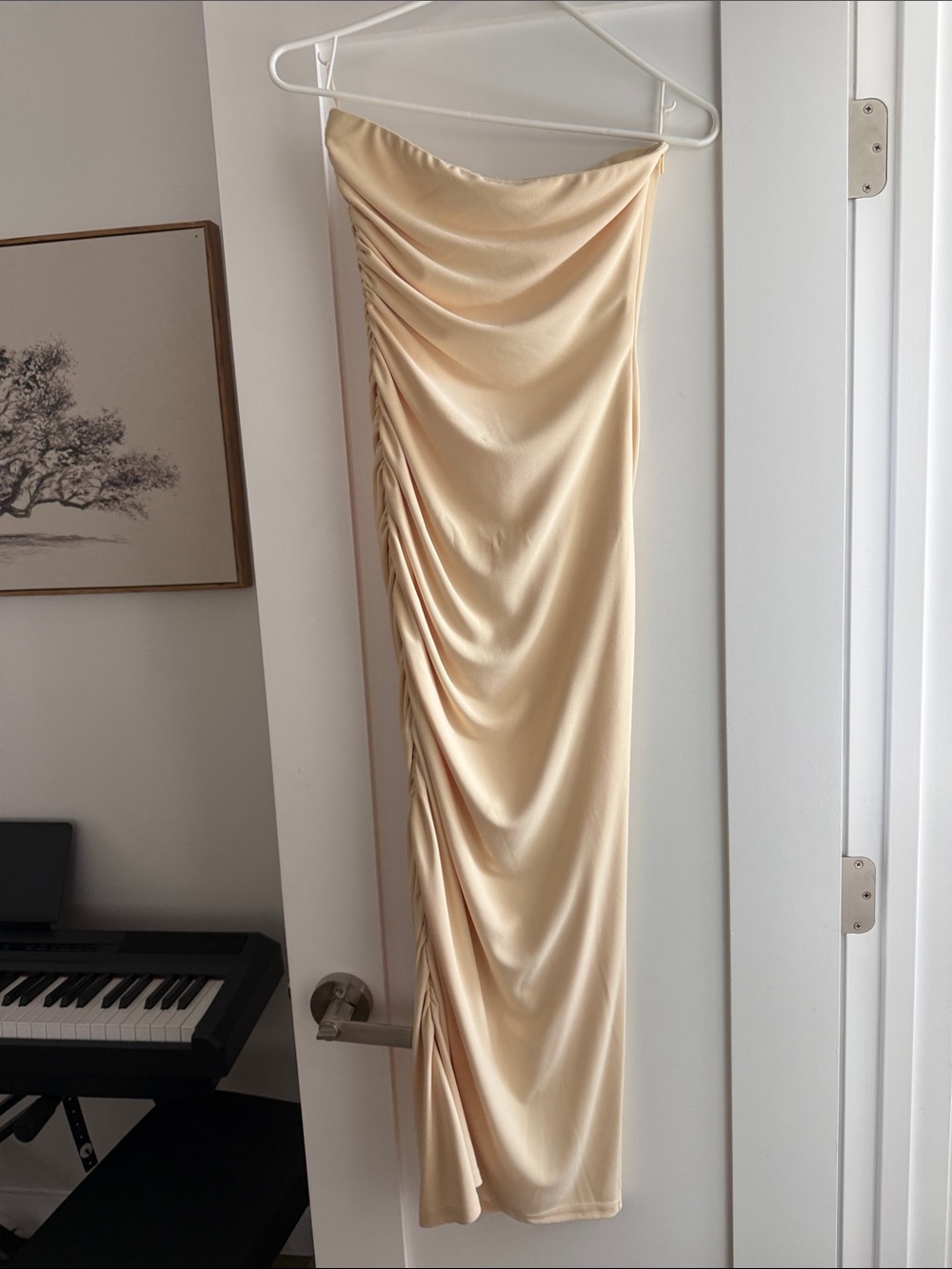 Zara Strapless Butter Yellow Midi Dress